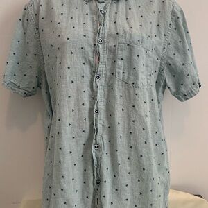Men's Light Green Patterned Button Down Shirt
